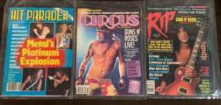 Guns N’ Roses 80’s Hit Parader 91 Circus And 92 Rip Magazines
