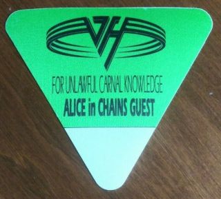 Van Halen 1991 Unlawful Carnal Knowledge Tour - Alice In Chains - Backstage Pass
