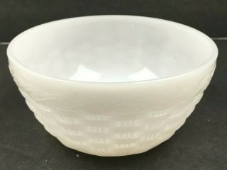 Vintage Fire King Basket Weave 4.  5 " White Soup Cereal Bowl Oven Ware Proof 7 Usa