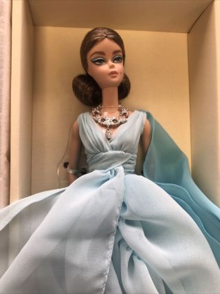 2017 Silkstone Blue Chiffon Ball Gown Barbie Doll,  Gold Label Nrfb.
