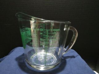 Vtg Anchor Hocking Oven Originals 4 Cup Glass Measuring Cup Green