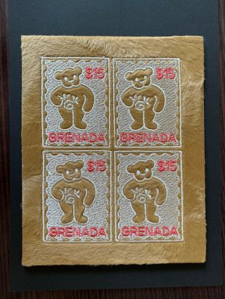 Grenade 2003 Teddy Bear M/s Mnh Unusual Stamp (embroidery)