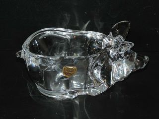 GREAT CRISTAL D ' ARQUES LEAD CRYSTAL PIG CANDY DISH,  1996,  STICKER 2