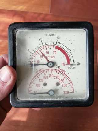 Vintage Gauge Antique Boiler Temperature Pressure Gauge Square Temp Psi