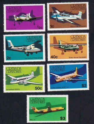 Grenada Grenadines 1976 Sc 182 - 188 Airplanes,  Mnh Full Set [125]