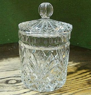 Lead Crystal Cut Glass Candy Jar Biscuit Barrel Trinket Dish With Lid