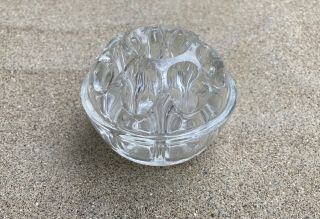 Vintage Reims Glass Flower Frog,  Made In France,  9 Holes,  No.  3