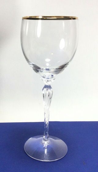 Lenox Crystal Usa Monroe Gold Trim Twisted Stem Wine Glass S 7 5/8”