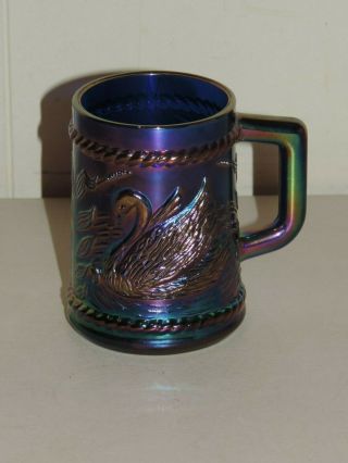 Lovely Fenton Blue Carnival Glass Swan Mug 3 7/8 " Tall