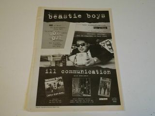 Beastie Boys: Ill Communication 1995 Full Page (12 " X 16 ") Uk Nme Advert