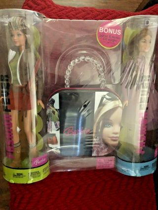 Rare 2004 Mattel Barbie Fashion Fever Drew & Barbie Doll W/bonus Purse & Cd.