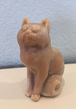 Mosser Caramel Slag Glass Sitting Cat Kitty Figurine