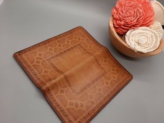 Leather Checkbook Cover Handmade Stamped Soft Rubbed Leather Western