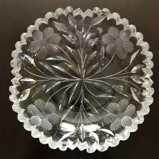 Antique Cut Etched Glass Bowl Mckee 