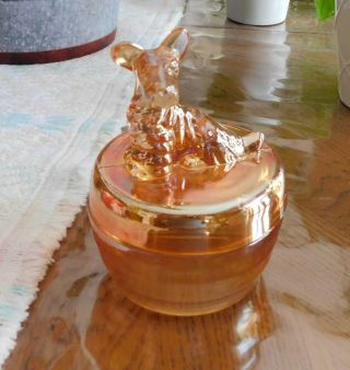 Estate Vintage Carnival Glass Scottie Dog Covered Candy Dish