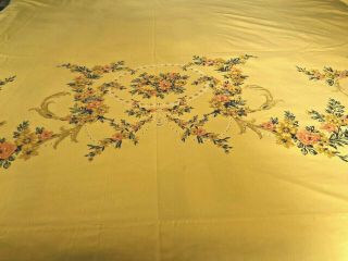 Vintage J.  P.  Stevens USA twin flat sheet yellow w/wide floral print at the end 3