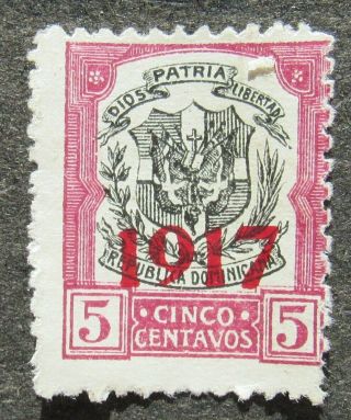 Dominican Republic 1917 5c Of Coat - Of - Arms Issue Ovptd 