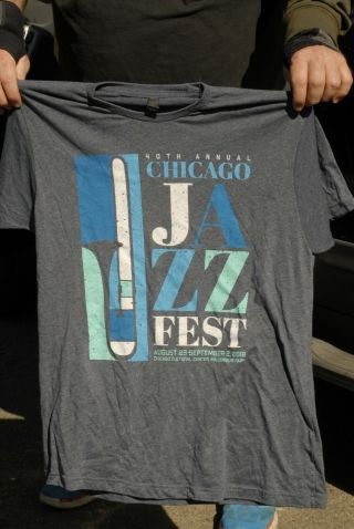 Chicago Jazz Fest T Shirt Large Thin Designer Distressed Art Nm 40th 2018