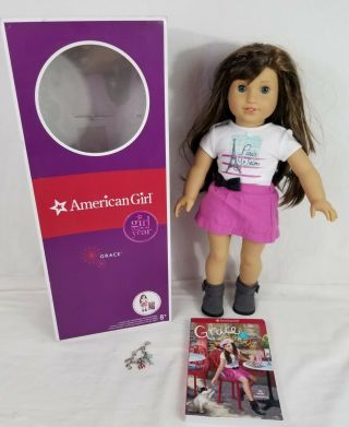 American Girl Year 2014 Grace Thomas Doll,  Box,  Book,  Bracelet - 9/10
