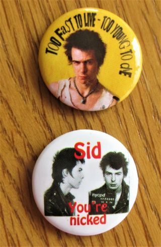 Sex Pistols Set Of Two (2) Metal Button Badge Punk Wave Sid