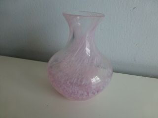 Caithness Small Glass Vase Pink & White Swirl Art Glass 1980s