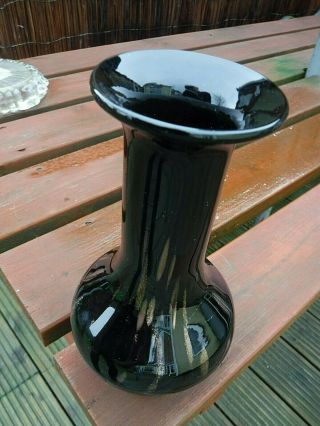 Murano Black Glass Vase With Gold Aventurine