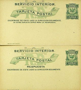 Dominican Republic Servicio Interior 1c Coat Of Arms Postal Reply Card