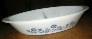 Vintage Corning Ware Blue Cornflower Divided Casserole Dish Oval 12 " X 8.  75 "