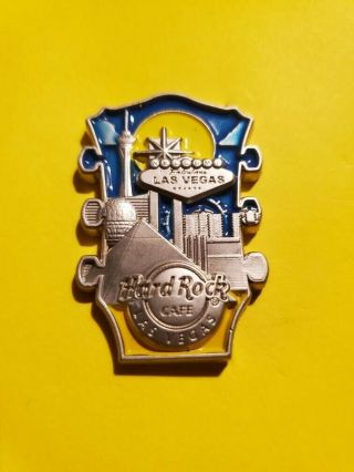 Hard Rock Cafe Las Vegas Core Cityscape 3d Headstock Welcome Sign And Hotels Pin