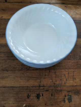 Set Of 8 Corelle soup cereal salad bowls light blue swirl 7 inches 2