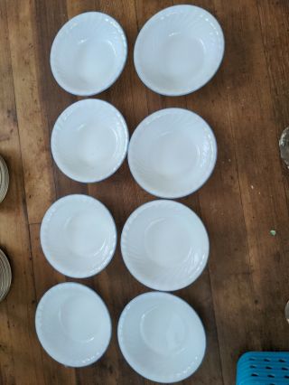 Set Of 8 Corelle soup cereal salad bowls light blue swirl 7 inches 3