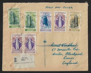 Italy To Uk First Day St Catherine 7 Values On Cover 1948