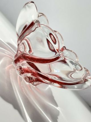 Mikasa Germany Red And Clear Peppermint Swirl Crystal Candy Bowl Dish 5.  5” 2