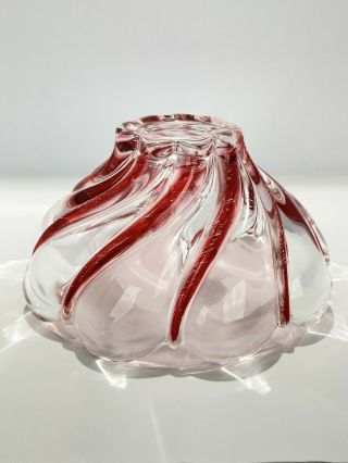 Mikasa Germany Red And Clear Peppermint Swirl Crystal Candy Bowl Dish 5.  5” 3