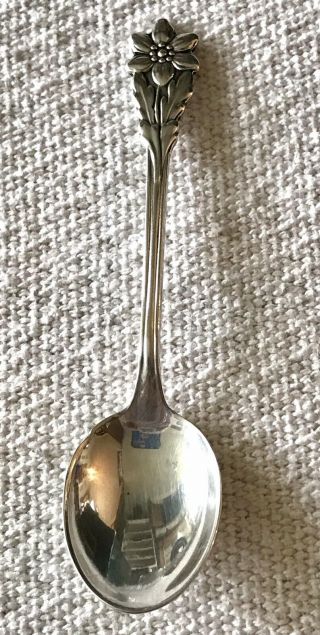 Primans Alp Flower Demitasse Souvenir Spoon Silver Plate Sweden 4 "