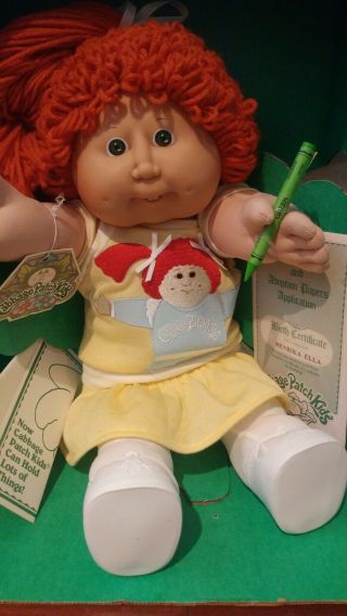 Cabbage Patch Kids Doll 1983 Girl Red Hair Pony Tail Green Eyes Teeth