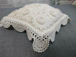 Lovely Vintage Crochet Lace Pillow Cover Ecru Beige 1987 Keeco