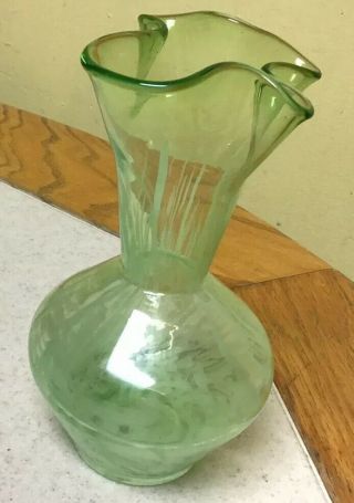 Kelvin’s Hand Blown Green Glass Vase With Color Variations