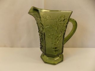 Anchor Hocking Avocado Green Pitcher With Grapes