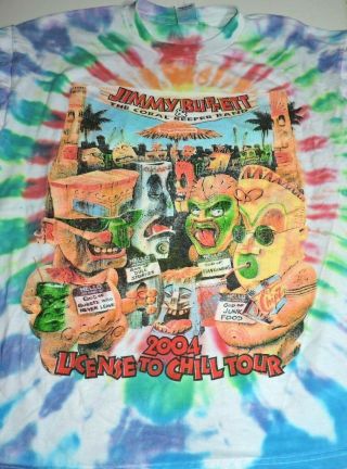 Jimmy Buffet T Shirt Large Tie Dye Vintage 2004 Tour License To Chill