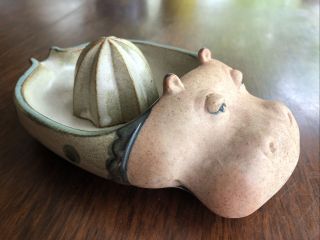 Vintage Hippo Lemon,  Orange Juicer Reamer Uctci Japan Hippopotamus Stoneware,  7”