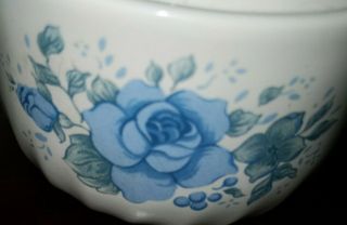 Corelle Coordinates Stoneware Blue Velvet Rose Sugar Bowl with Lid & Creamer 2