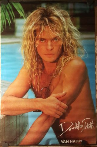 David Lee Roth By Pool 1983 Van Halen Poster Approx 23 X 34 1/2
