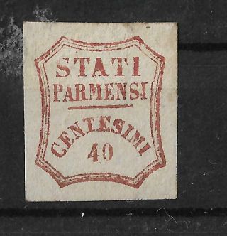 Italy Stati Parmensi 1859 40c Stamp Brown Red Sasa.  S.  I.  2021 16 Certificate