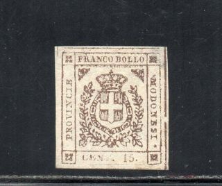 1859 Italy Modena Sa 15a 20c Violetto Scuro $8400.  00 Certificate