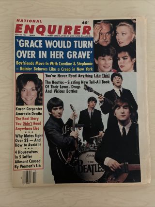 National Enquirer March 15 1983 The Beatles Cover Karen Carpenter Grace Kelly