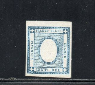 1862 Italy Sardinia 2c Blue Proof Without " 2 " Embossed Center