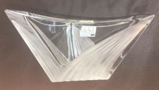 Vtg Mikasa Triangle Bowl Curtain Call Cut Frosted Glass Bowl Slovenia 1980s Cool