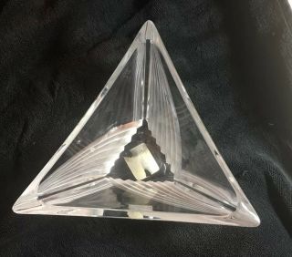 Vtg Mikasa Triangle Bowl Curtain Call Cut Frosted Glass Bowl Slovenia 1980s Cool 3