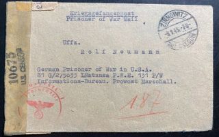 1945 Zinnowitz Germany Cover To German POW Prisoner Of War In USA Rolf Neumann 2